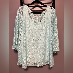 Mint Lace Blouse by Ruby Road - Size 3X